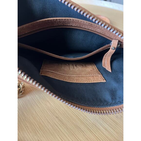 Botkier | Logan Leather Crossbody Purse Brown w/Gold Chain Accent - Picture 3 of 7